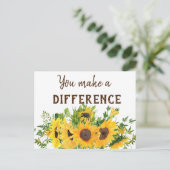 Carte Postale Tournesols avec la citation Vous faites une différ (Debout devant)
