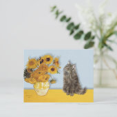 Carte Postale Tournesols - Chat des Forêts Norvégiennes (Debout devant)