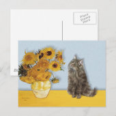 Carte Postale Tournesols - Chat des Forêts Norvégiennes (Devant / Derrière)