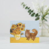 Carte Postale Tournesols - Chat Persan rouge (Debout devant)