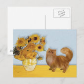 Carte Postale Tournesols - Chat Persan rouge (Devant / Derrière)