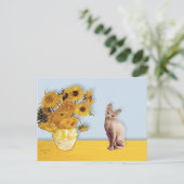 Carte Postale Tournesols - Chat Sphyx crème (Debout devant)