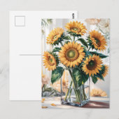 Carte Postale Tournesols dans un vase (Devant / Derrière)