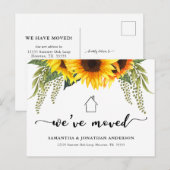 Carte Postale Tournesols de campagne Nous avons déménagé Nouvell (Devant / Derrière)