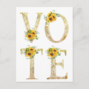 Carte Postale Tournesols Dorés Votez