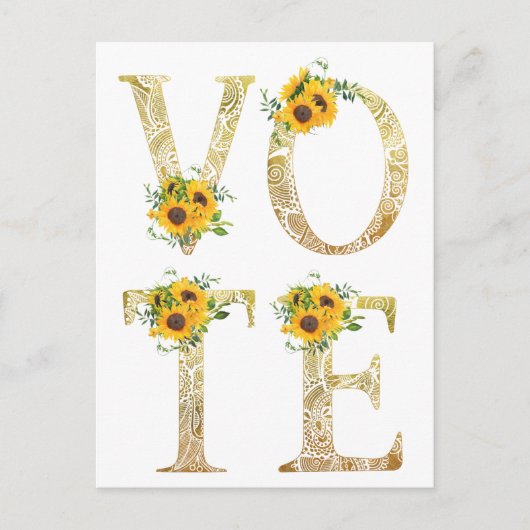Carte Postale Tournesols Dorés Votez (Devant)