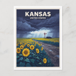 Carte Postale Tournesols du Kansas après l'orage de Dodge City