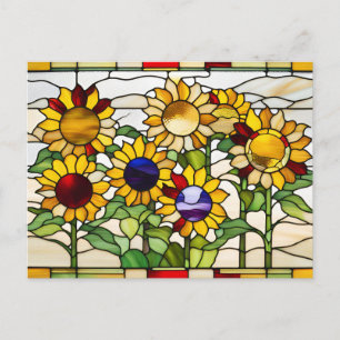Carte Postale Tournesols en verre coloré abstrait