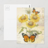 Carte Postale Tournesols et papillon (Devant / Derrière)