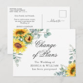 Carte Postale Tournesols Eucalyptus Chic Mariage Changement de p (Devant / Derrière)