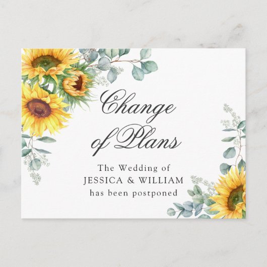 Carte Postale Tournesols Eucalyptus Chic Mariage Changement de p (Devant)
