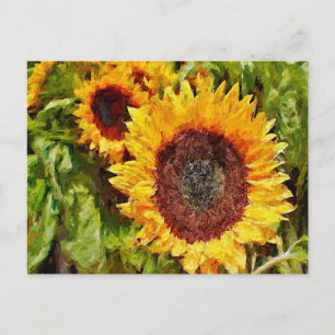 Carte Postale Tournesols Jaunes Peints
