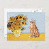 Carte Postale Tournesols - Orange Tabby cat 46 (Devant / Derrière)