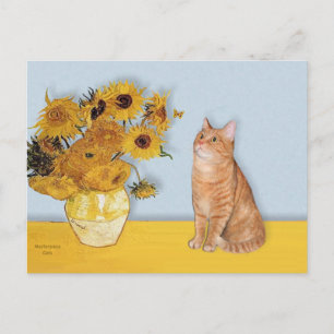 Carte Postale Tournesols - Orange Tabby cat 46