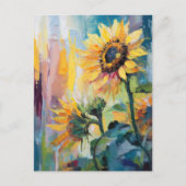 Carte Postale Tournesols Peinture Abstraite Florale moderne (Devant)