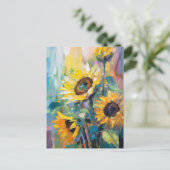 Carte Postale Tournesols Peinture Abstraite Florale moderne (Debout devant)