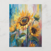 Carte Postale Tournesols Peinture Abstraite Florale moderne (Devant)