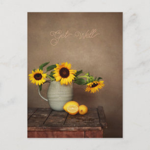 Carte Postale Tournesols rustiques et citrons pour un prompt rét