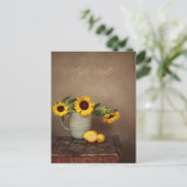 Carte Postale Tournesols rustiques et citrons pour un prompt rét (Debout devant)