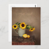 Carte Postale Tournesols rustiques et citrons pour un prompt rét (Devant / Derrière)
