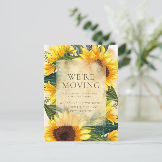 Carte Postale Tournesols Rustiques Feuilles verts Changer d'adre (Debout devant)