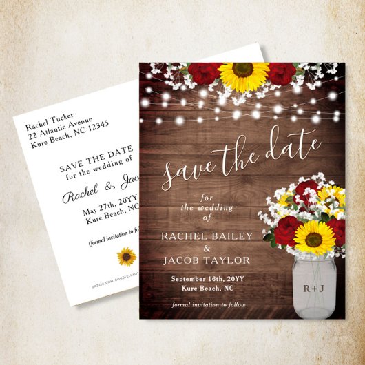 Carte Postale Tournesols rustiques Roses Lumières en pot Enregis