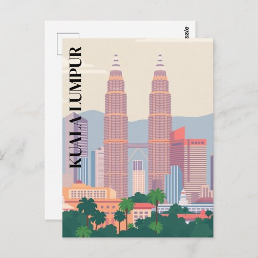 Carte Postale Tours Art déco de Kuala Lumpur Paysage urbain de l (Devant / Derrière)
