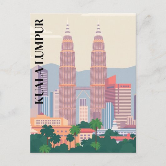 Carte Postale Tours Art déco de Kuala Lumpur Paysage urbain de l (Devant)