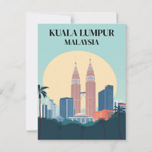 Carte Postale Tours de Kuala Lumpur Malaisie Retro Petronas