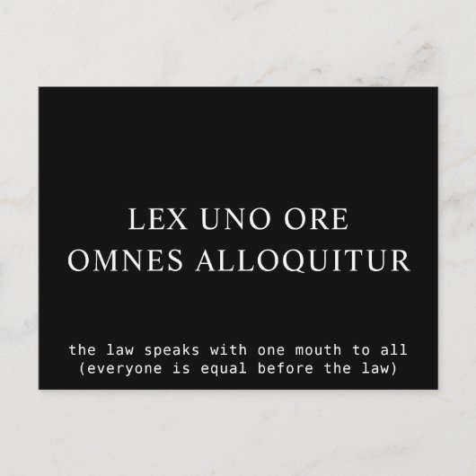 Carte Postale Tous égaux devant la loi Citation latine (Devant)