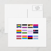 CARTE POSTALE TOUS LES DRAPEAUX DE FIERTÉ (Devant / Derrière)