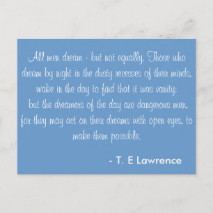Carte Postale Tous les hommes rêvent T. E. Lawrence