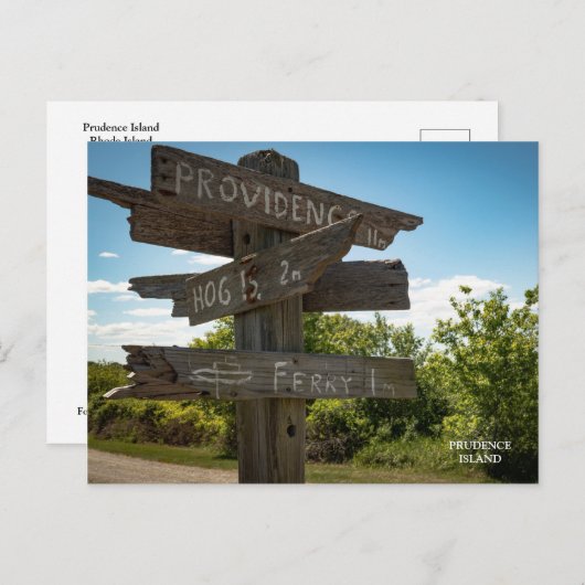Carte Postale Tous les signes pointent vers Prudence Island POST (Devant / Derrière)