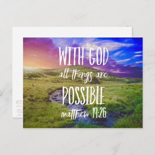 Carte Postale Tous les Things Are Possible Bible Versets Scriptu (Devant / Derrière)