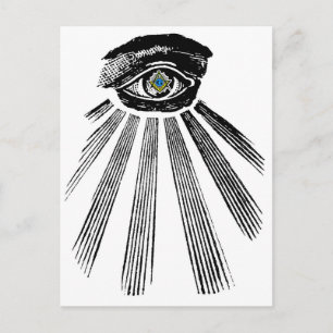 Carte Postale Tous les yeux voir Carré et boussole masonic