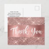 Carte Postale Tout âge Anniversaire Rose Gold Merci (Devant / Derrière)