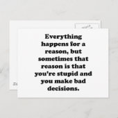 Carte Postale Tout arrive pour une raison (Devant / Derrière)