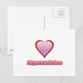 Carte Postale Tout ce dont vous avez besoin est l'amour (Devant / Derrière)
