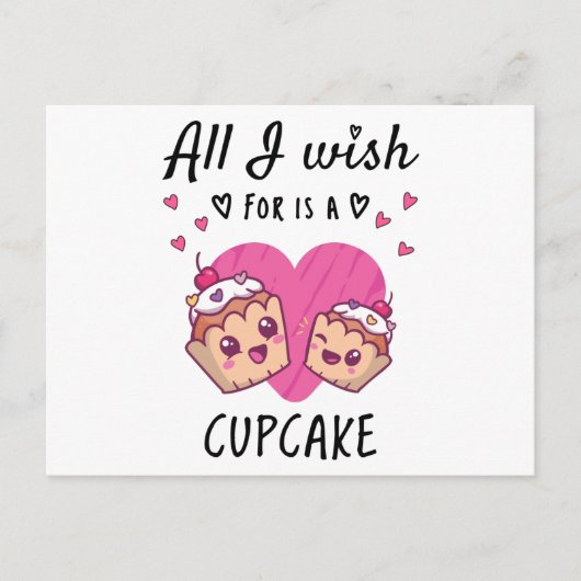 Carte Postale Tout ce que je souhaite, c'est un Cupcake (Devant)