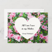 Carte Postale Tout ce que je suis je dois à ma Mère. (Devant / Derrière)