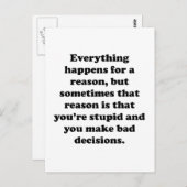 Carte Postale Tout Se Passe Pour Une Raison (Devant / Derrière)