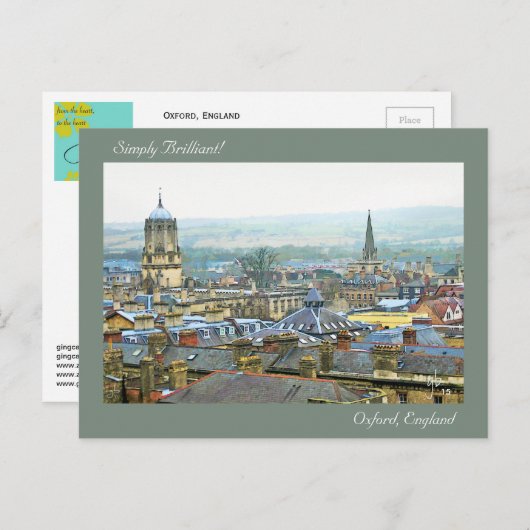 Carte Postale Tout Simplement Brillant, Vue Sur Le Toit D'Oxford (Devant / Derrière)