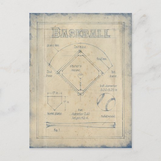 Carte Postale Tout sur le jeu - Baseball (Devant)