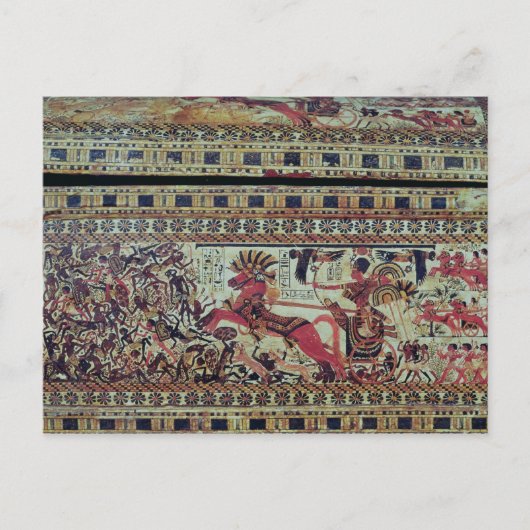 Carte Postale Toutankhamon sur son char attaque les Africains (Devant)