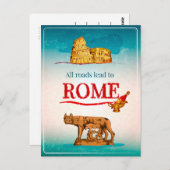 Carte Postale Toutes Les Routes Mènent À Rome Italie Voyage Vaca (Devant / Derrière)