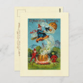 Carte Postale Toutes les salutations d'Halloween Volying Witch (Devant / Derrière)