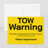 Carte Postale Tow warning (Devant / Derrière)