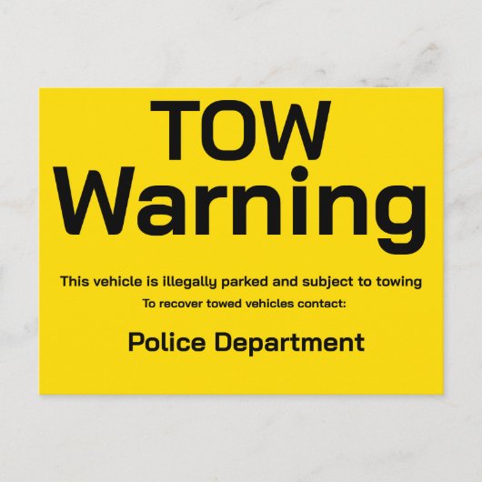 Carte Postale Tow warning (Devant)