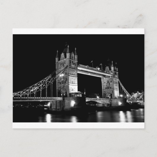 Carte Postale Tower Bridge à Night noir et blanc image (Devant)