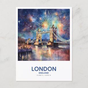 Carte Postale Tower Bridge Fireworks - Sauvez la date en Anglete